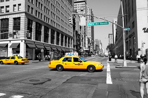 New York straatbeeld met Yellow Cabs.