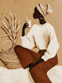 Zeit für Kaffee, modernes abstraktes Porträt