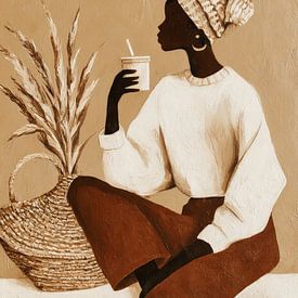 Tijd voor koffie, modern abstract portret van Studio Allee