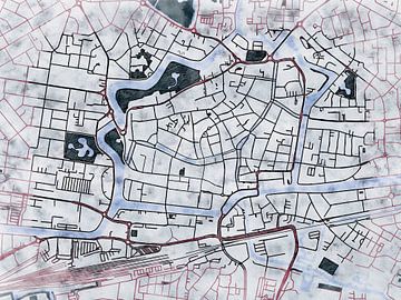 Map of Leeuwarden centrum with the style 'White Winter' by Maporia