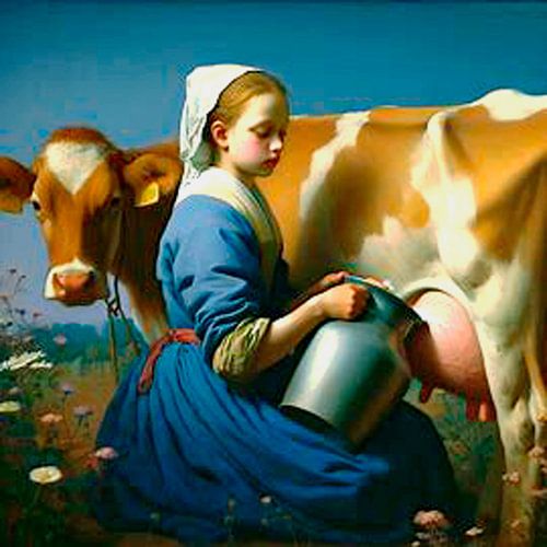 Johannes Vermeer's milking Milkmaid. ( 1 ) Pop art by Ineke de Rijk