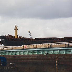 Zeeschepen en binnen vaart in de haven Rotterdam van scheepskijkerhavenfotografie