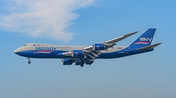 Landing Silk Way West Airlines Boeing 747-8. by Jaap van den Berg