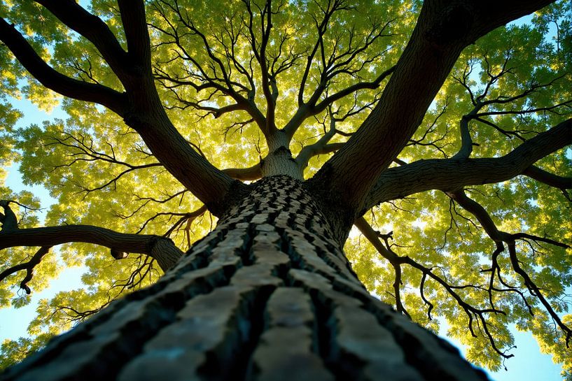 Niedrige Ansicht eines Laubbaums mit Baumkrone und Stammtextur von Markus Gann