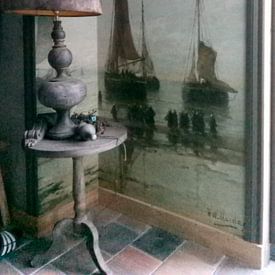 Klantfoto: Schilderij schepen - Scheveningse bommen voor anker, H.W. Mesdag, als naadloos behang