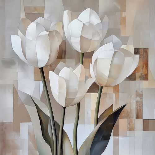 Tulpen in cubistische vormen