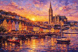 Cobh in Irland, ein impressionistisches Gemälde. von Galerie Hoppenbrouwers