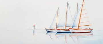 Zeilboten op het rustige water van Poster Art Shop