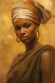 Afrikanische Frau mit goldenem Turban von Steinfox Art