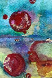 Abstrakte Malerei in Schwarz-Weiß-Tönen in runden, fließenden Formen mit einer mystischen Note. von Ireen Bos