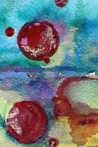 Abstrakte Malerei in Schwarz-Weiß-Tönen in runden, fließenden Formen mit einer mystischen Note.