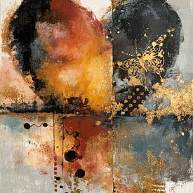 Abstrakte Malerei - Gold Bordeaux Mysteriös und luxuriös von Joriali Abstrakte Kunst