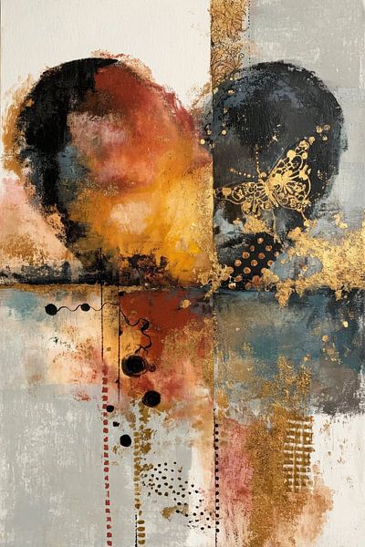 Peinture abstraite - Or Bordeaux Mystérieux et luxueux par Joriali Art abstrait