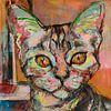 Schilderij van  een kat - kattenliefde van Liesbeth Serlie