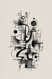 Geometrisch-abstraktes Gesicht in Schwarz-Weiß von Joriali Abstrakte Kunst