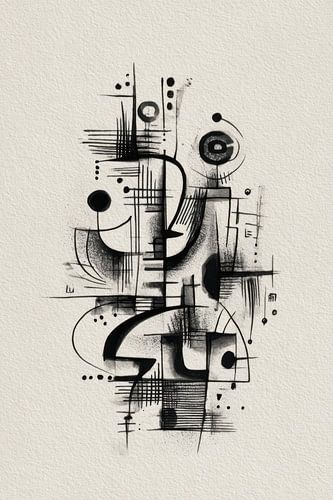 Visage abstrait géométrique en noir et blanc sur Joriali Art abstrait