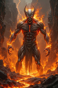 Dark Fantasy Art Wandbild: ZORVAGHUL - Der brennende Wächter aus der Hölle