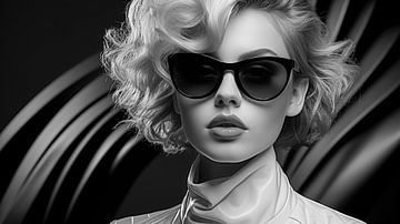 Portrait of a woman with sunglasses from the 80s by Animaflora PicsStock