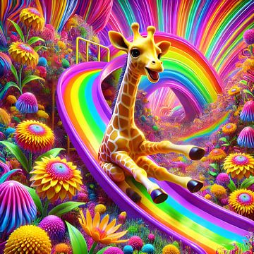 Giraffe op glijbaan: Dopamine decor van Basahen