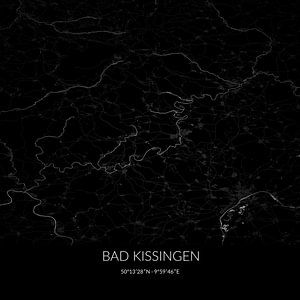 Schwarz-weiße Karte von Bad Kissingen, Bayern, Deutschland. von Rezona