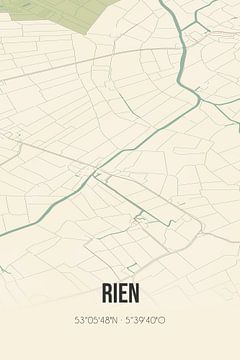 Vintage landkaart van Rien (Fryslan) van MijnStadsPoster