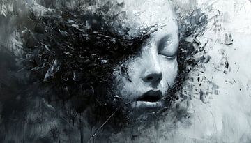 Abstracte vrouwlijke gezicht zwart-wit panorama