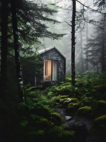 Mystieke herfstsfeer in de bergen van fernlichtsicht