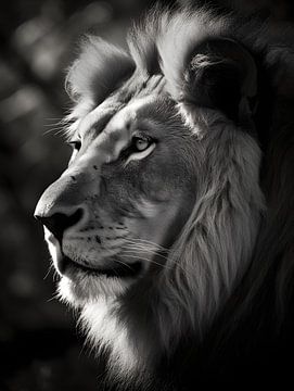Lion in focus, black and white V1 by drdigitaldesign