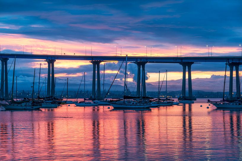 Warm Glow At Sunrise - Coronado Bridge by Joseph S Giacalone Photography