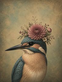 Kingfisher with flowers by Salt Theory