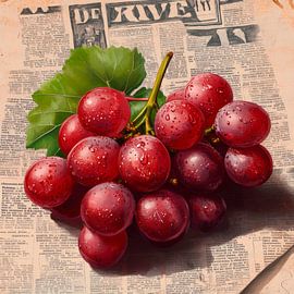 Saftige Trauben auf Zeitungspapier von Poster Art Shop