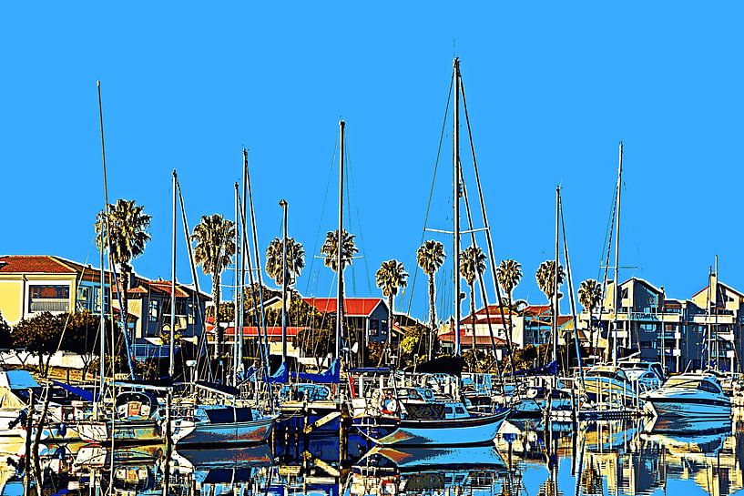 Sailboats in the harbour of Port Owen mixed media by Werner Lehmann