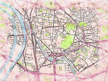 Map of Saint-Denis with the style 'Soothing Spring' by Maporia