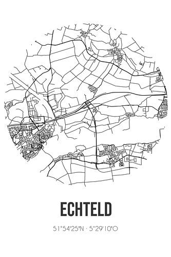 Echteld (Gelderland) | Landkaart | Zwart-wit