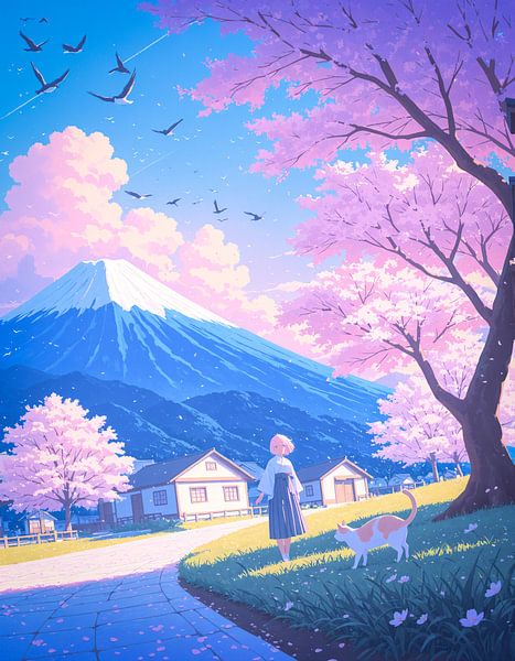 Anime Girl Pastel Lofi Cherry Blossom Japan by Ruzerin