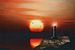 De vuurtoren van St Mathieu met zonsondergang en wolken van Jan Keteleer