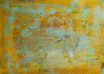 Abstract schilderij, Egypte, aardetinten, goud 