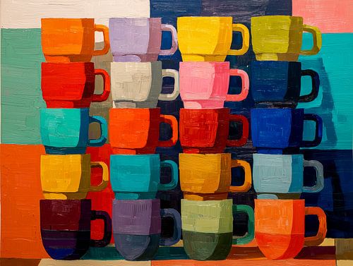 Tasses à café colorées dans un style abstrait moderne
