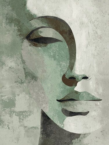 Gezicht in stilte gehuld – groengrijs van Color Square