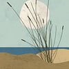 Minimalistische illustratie van duinen aan de Noordzee van Tanja Udelhofen