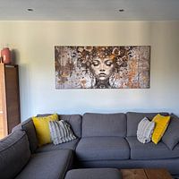 Klantfoto: Vrouw Goud Modern van Kunst Kriebels, als artframe