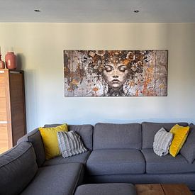 Klantfoto: Vrouw Goud Modern van Kunst Kriebels, als artframe