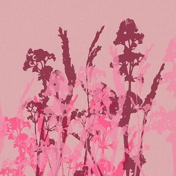 Fleurs sauvages en rose néon clair et en violet. sur Dina Dankers