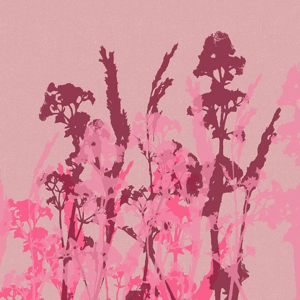 Wild flowers in light neon pink and  purple. by Dina Dankers