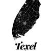 Texel | Artistieke landkaart | Eilandsilhouet | Zwart en wit van ViaMapia