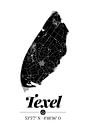 Texel | Landkarten-Design | Insel Silhouette | Schwarz-Weiß von ViaMapia Miniaturansicht
