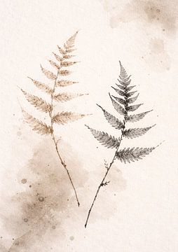 Minimalistische Farn-Botanik-Aquarellmalerei von irgian firmansyah