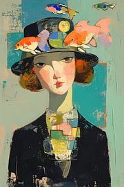 Vrouwen Schilderij | Aquatic Elegance van Blikvanger Schilderijen