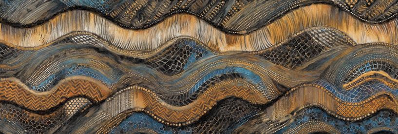 Wavy Textures in Blue and Gold by Whale & Sons