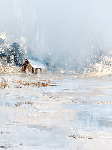 Winter cottage in the snow